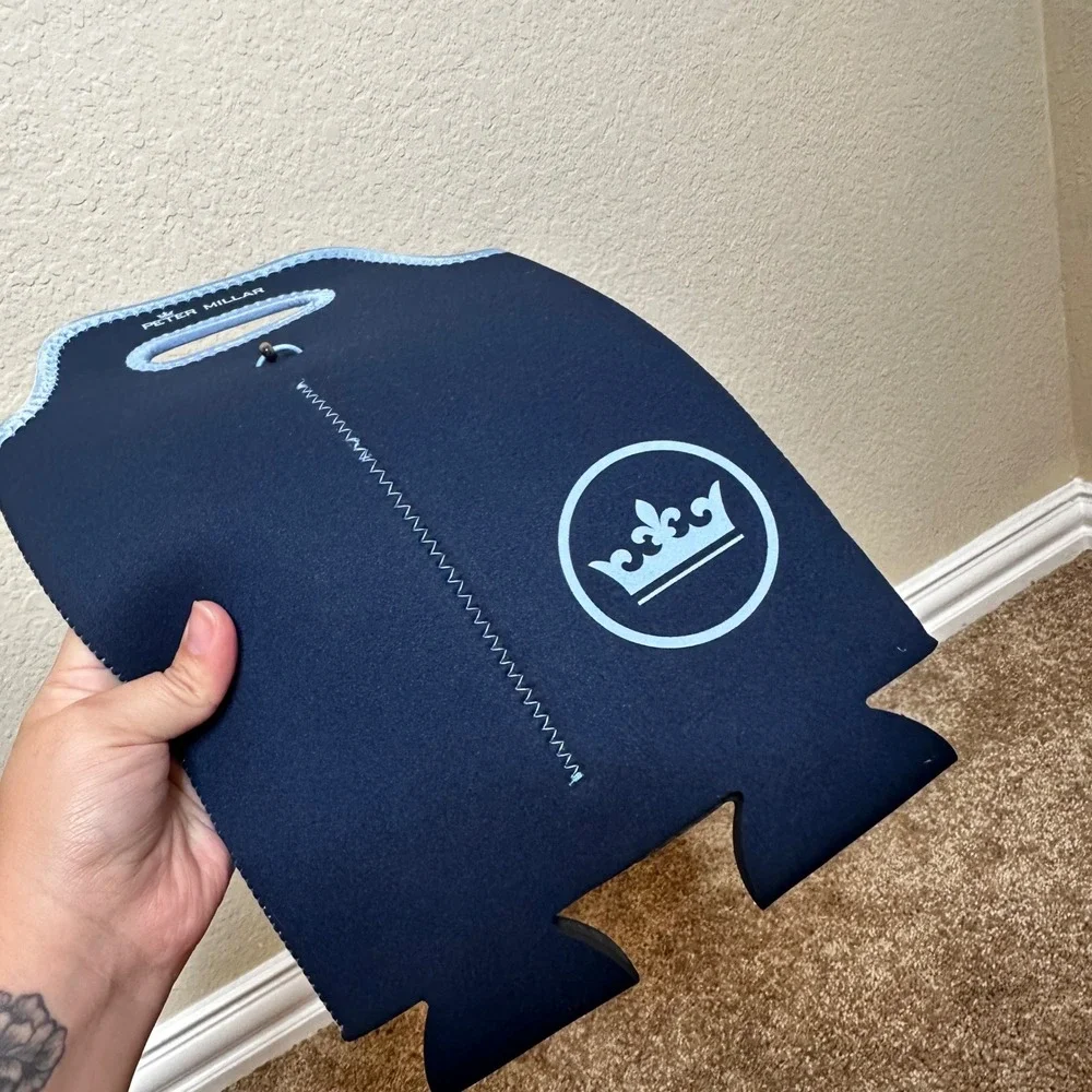 Peter Millar Crown Navy Blue Neoprene Double Wine Bottle Carrier Tote AF18A500
